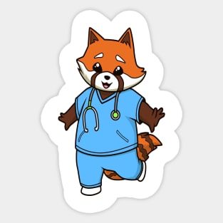 Comic red panda nurse Sticker